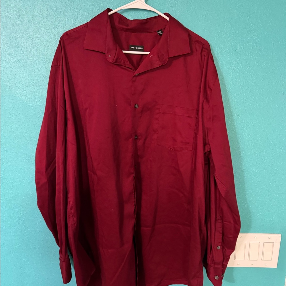 Van Heusen Men's Long Sleeve Button-Up Shirt - Wine